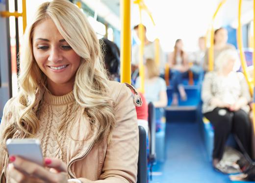 Using an electronic device while taking public transportation might make a person a target for thieves.