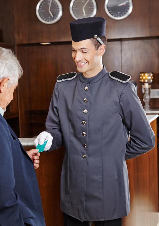 A bellhop might count on tips to augment relatively low wages.