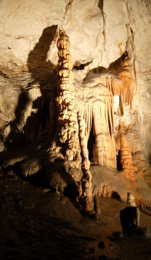 Many large caves have stalagmites.