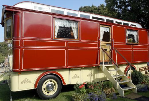 Travel with accommodations on board is usually done with a camper or recreational vehicle.