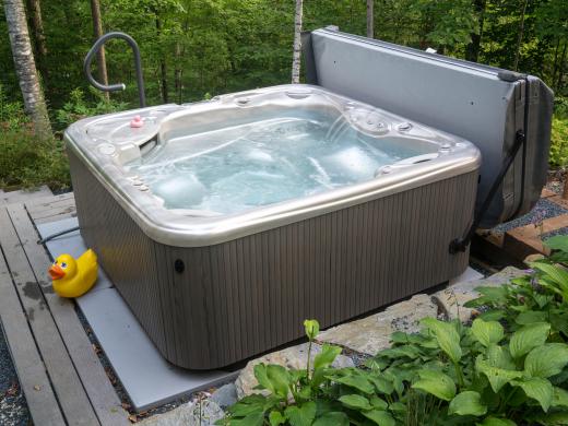 The amenities of a cabana might include a private hot tub.