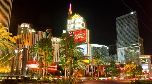 The Las Vegas Strip is home to many of the city's large casinos and hotels.